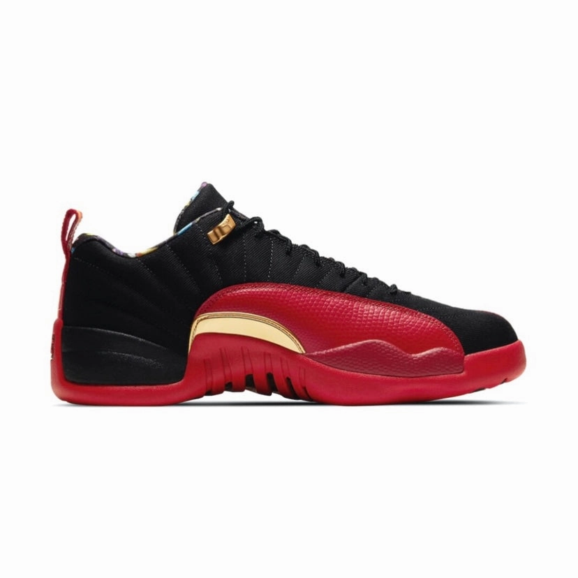 Air Jordan 12 Retro Low Superbowl Black Varsity Red Gold Retro Sneakers