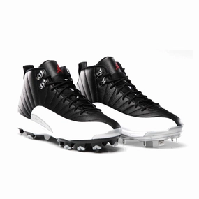 Air Jordan 12 Retro Metal Cleat Playoffs Black Gym Red White Metallic Silver Air Jordan basketball shoes with classic look