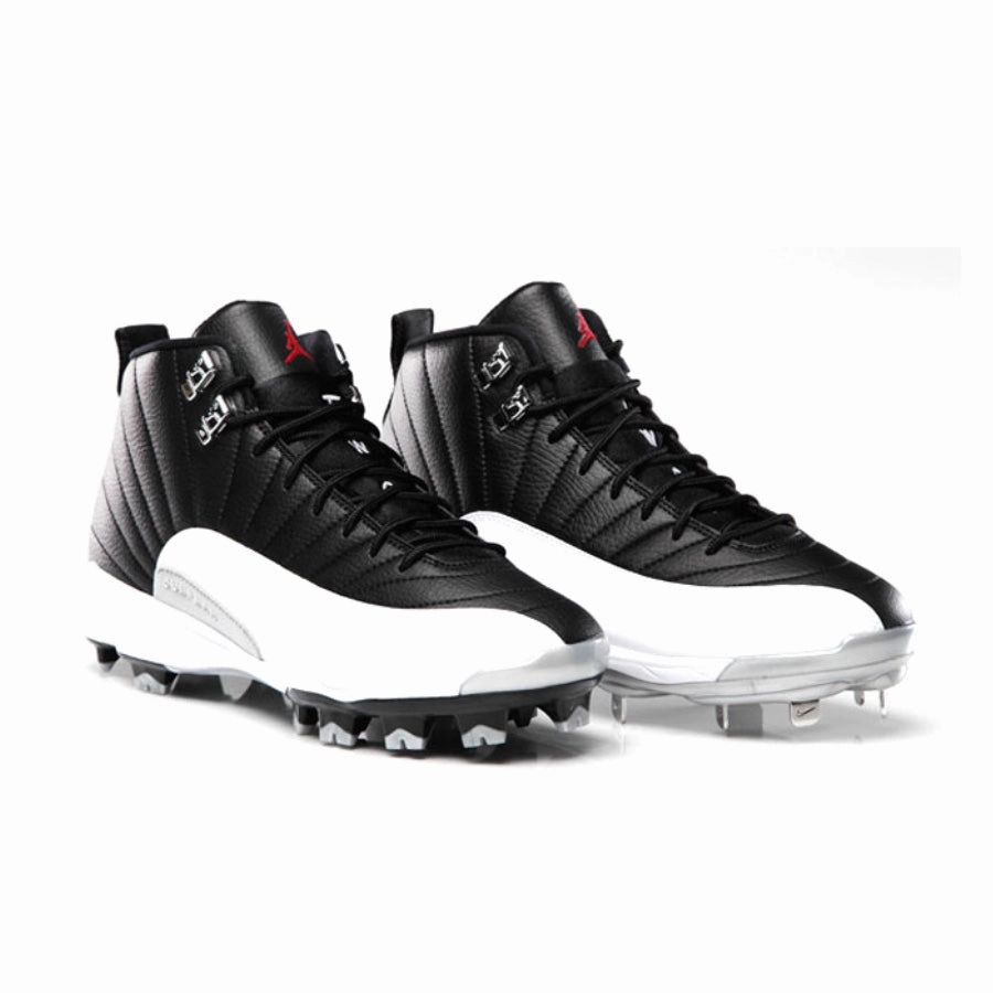 Air Jordan 12 Retro Metal Cleat Playoffs Black Gym Red White Metallic Silver Air Jordan basketball shoes with classic look