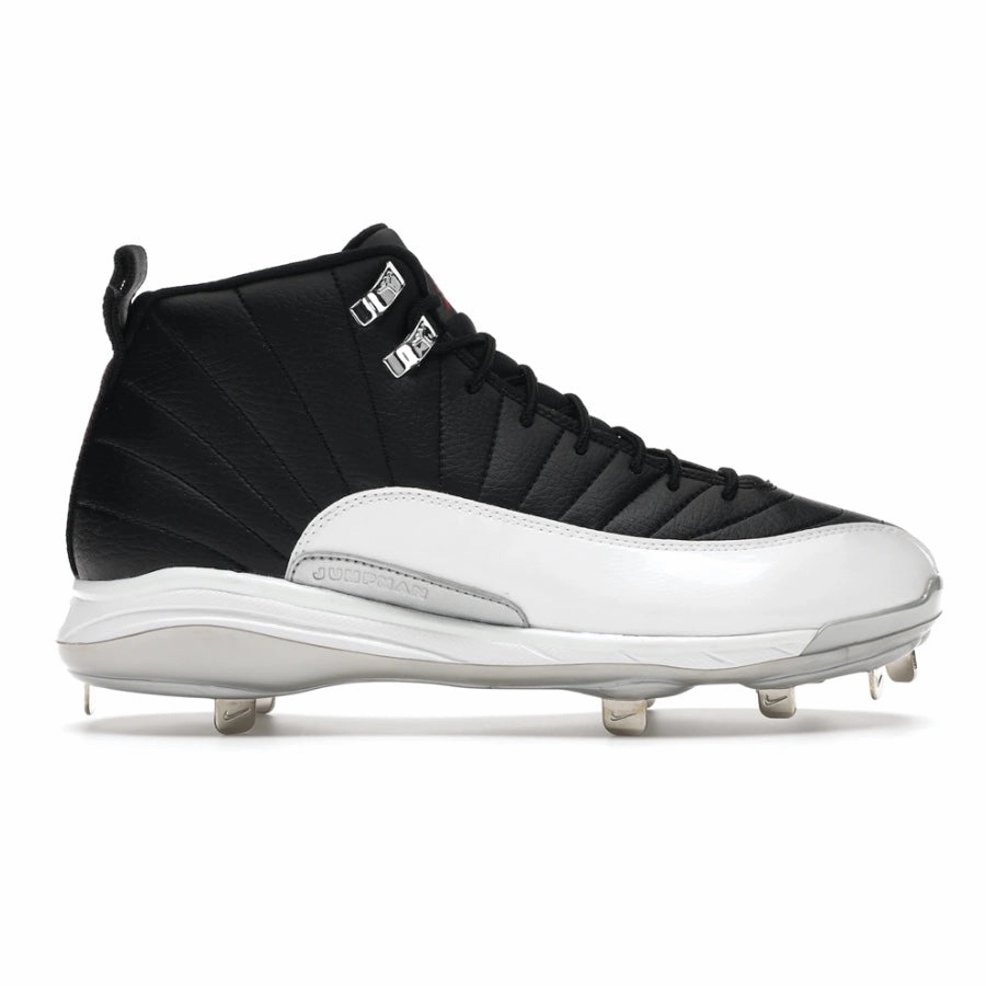 Air Jordan 12 Retro Metal Cleat Playoffs Black Gym Red White Metallic Silver Basketball Shoes