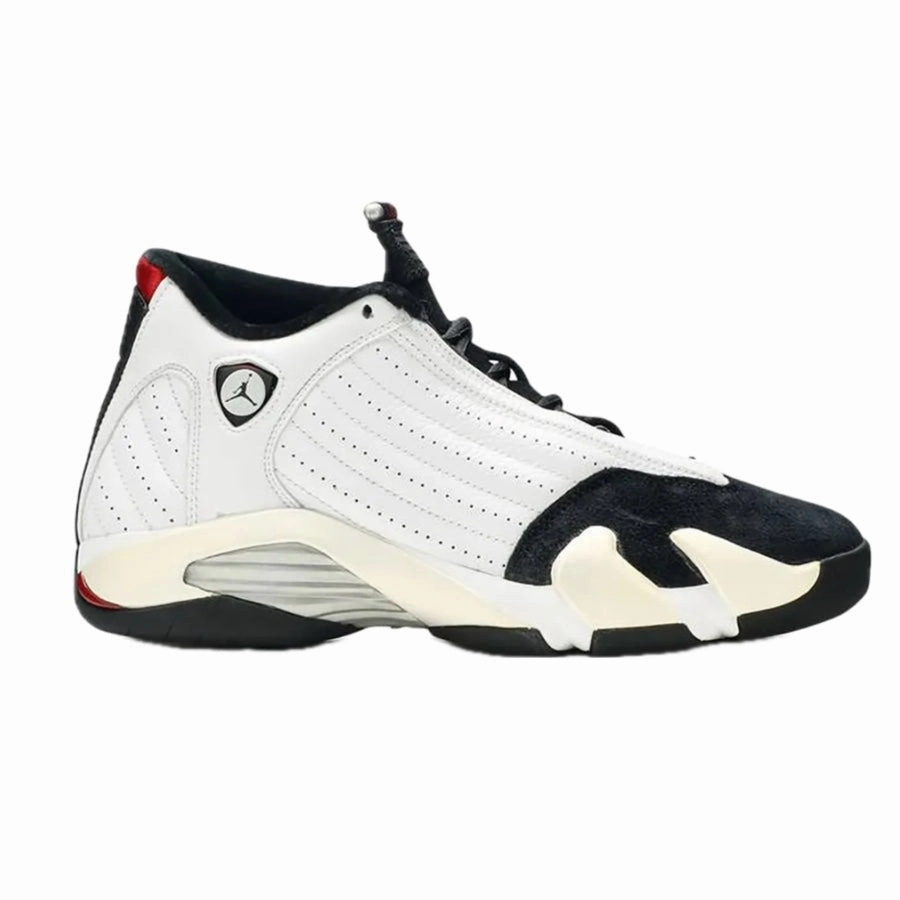 Air Jordan 14 Retro Black Toe 2006 White Black Varsity Red Metallic Silver Air Jordan basketball shoes with classic look