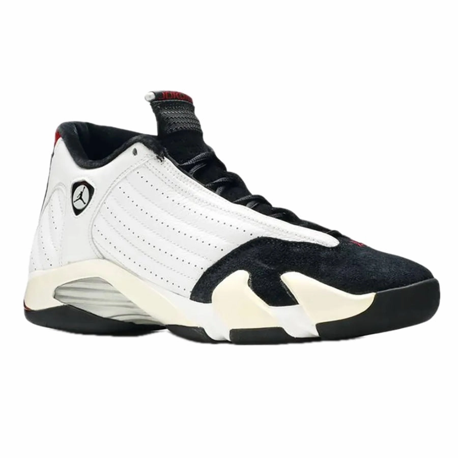 Air Jordan 14 Retro Black Toe 2006 White Black Varsity Red Metallic Silver Basketball Shoes