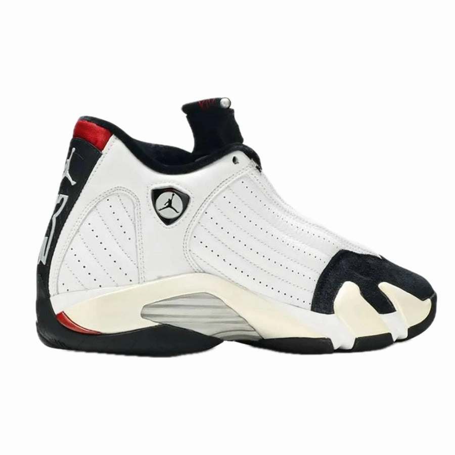 Air Jordan 14 Retro Black Toe 2006 White Black Varsity Red Metallic Silver Basketball Shoes