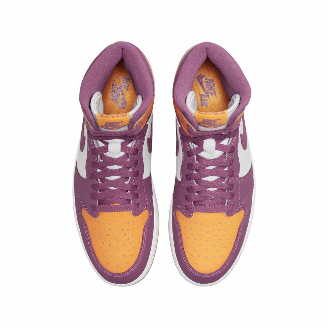 Air Jordan 1 High Brotherhood University Gold Light Bordeaux White Basketball Shoes
