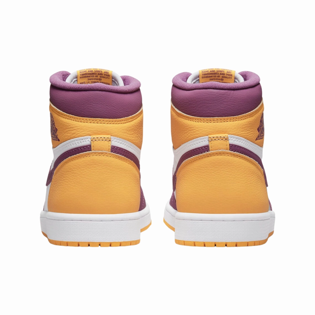 Air Jordan 1 High Brotherhood University Gold Light Bordeaux White Basketball Shoes