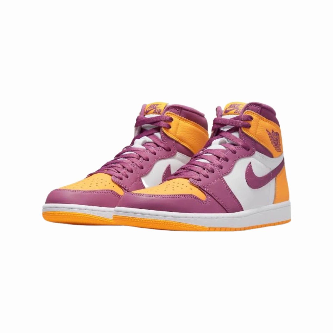 Air Jordan 1 High Brotherhood University Gold Light Bordeaux White Basketball Shoes