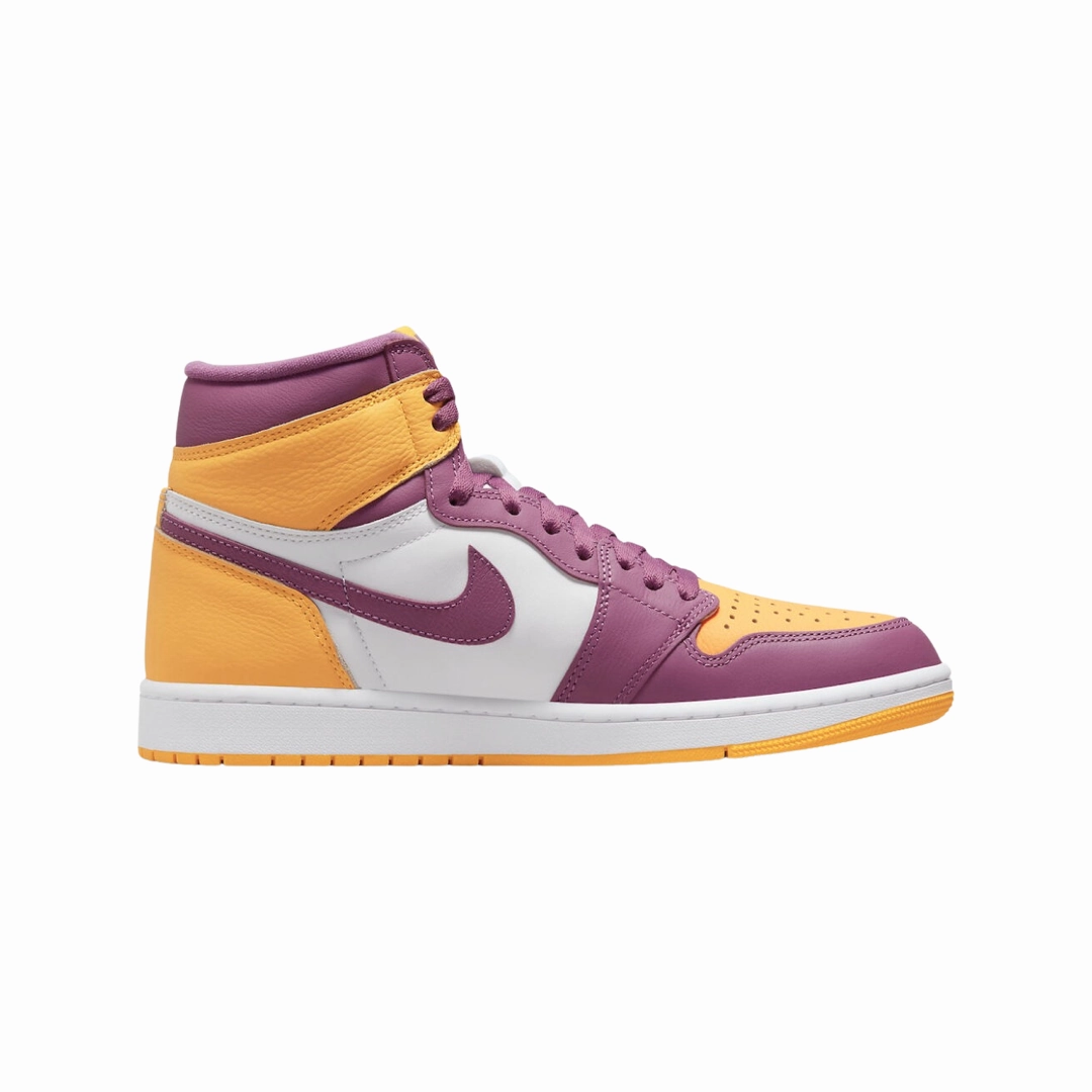 Air Jordan 1 High Brotherhood University Gold Light Bordeaux White Basketball Shoes