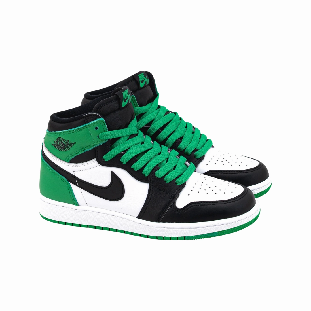 Air Jordan 1 High GS Lucky Green Black White Basketball Shoes