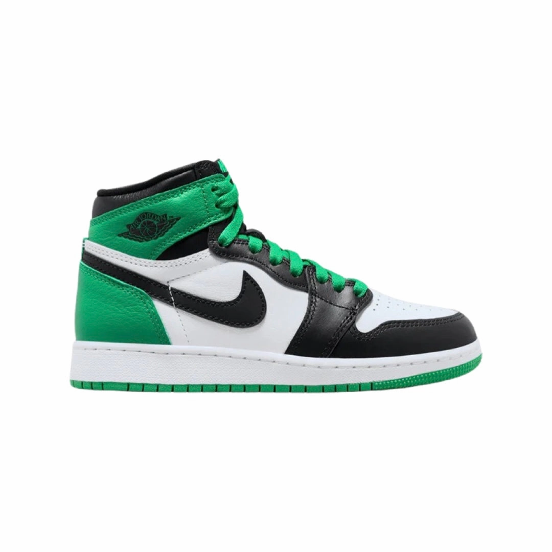 Air Jordan 1 High GS Lucky Green Black White Basketball Shoes