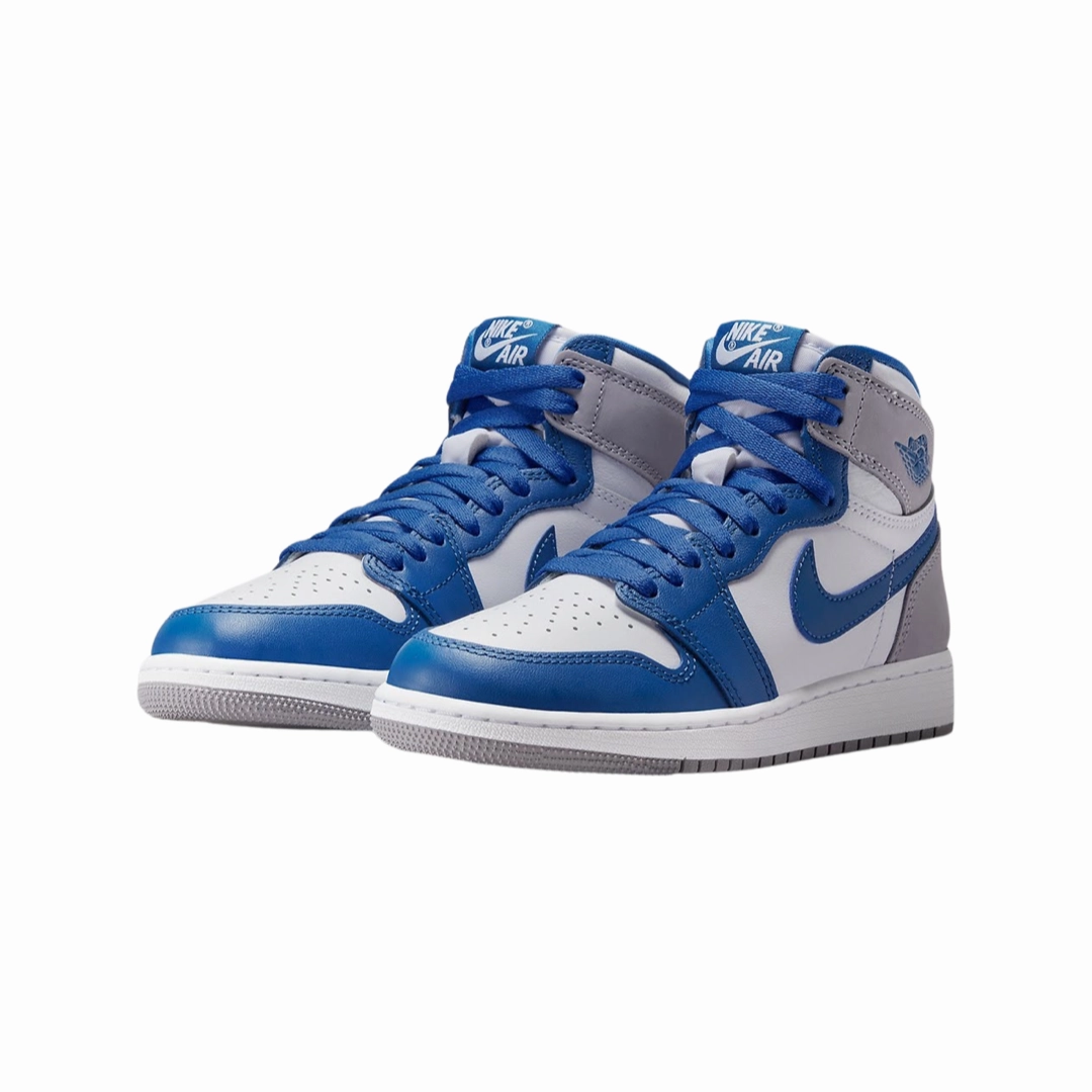 Air Jordan 1 High OG Retro GS True Blue White Cement Grey Basketball Shoes