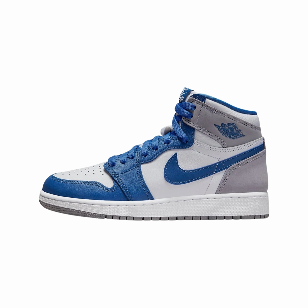 Air Jordan 1 High OG Retro GS True Blue White Cement Grey Air Jordan basketball shoes with classic look