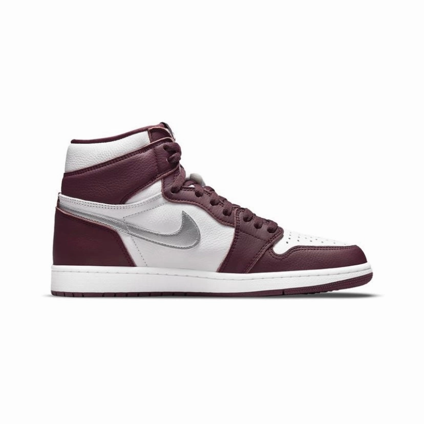 Air Jordan 1 High Retro Bordeaux Metallic Silver White Retro Sneakers
