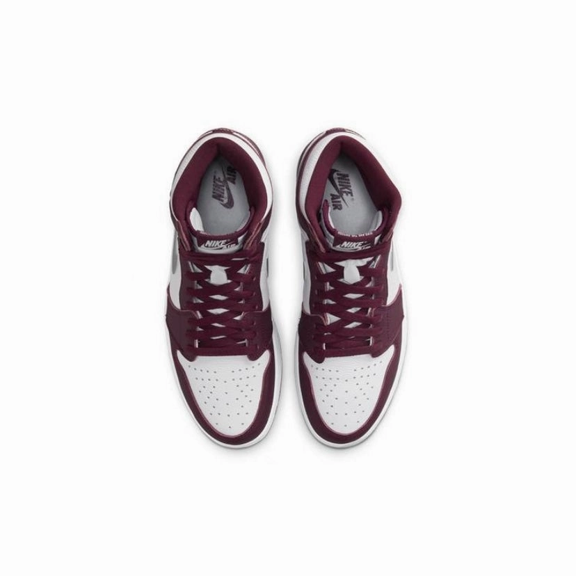 Air Jordan 1 High Retro Bordeaux Metallic Silver White Retro Sneakers