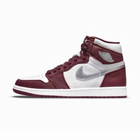 Air Jordan 1 High Retro Bordeaux Metallic Silver White Air Jordan retro sneakers for street style