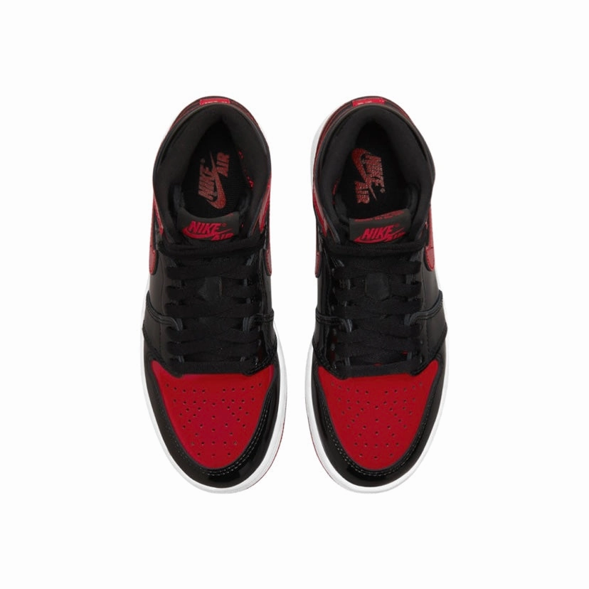 Air Jordan 1 High Retro Bred Patent Varsity Red Black White Basketball Shoes