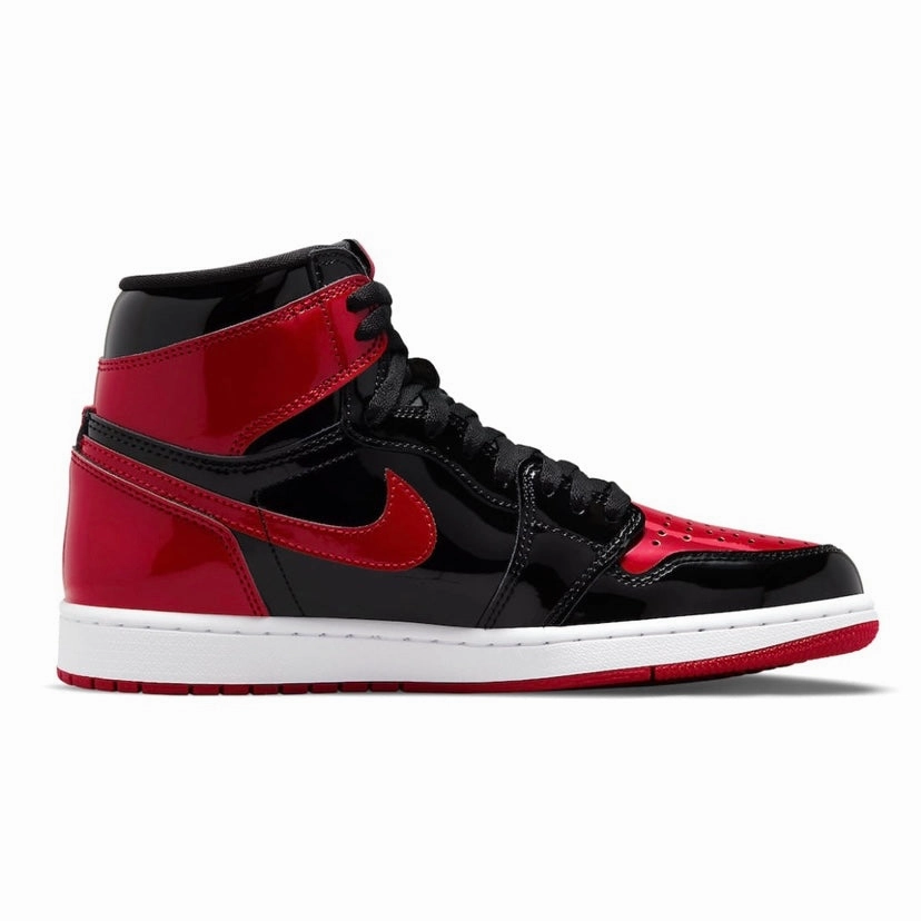 Air Jordan 1 High Retro Bred Patent Varsity Red Black White Basketball Shoes