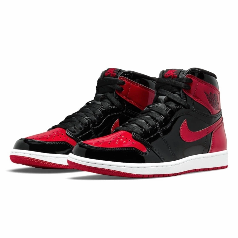 Air Jordan 1 High Retro Bred Patent Varsity Red Black White Basketball Shoes