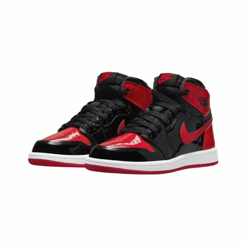 Air Jordan 1 High Retro GS Bred Patent Black Varsity Red White Air Jordan retro sneakers for street style