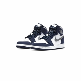 Air Jordan 1 High Retro GS Japan Obsidian White Metallic Silver Air Jordan retro sneakers for street style