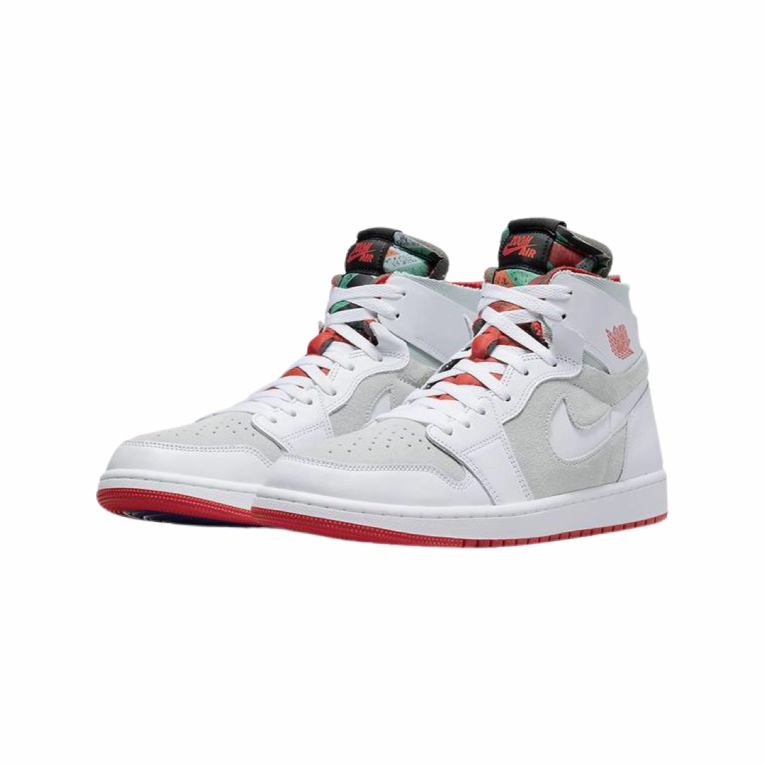 Air Jordan 1 High Zoom Air CMFT Hare White Light Silver Dark Concord True Red Basketball Shoes