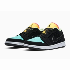 Air Jordan 1 Low Black Aurora Green Laser Orange Air Jordan retro sneakers for street style