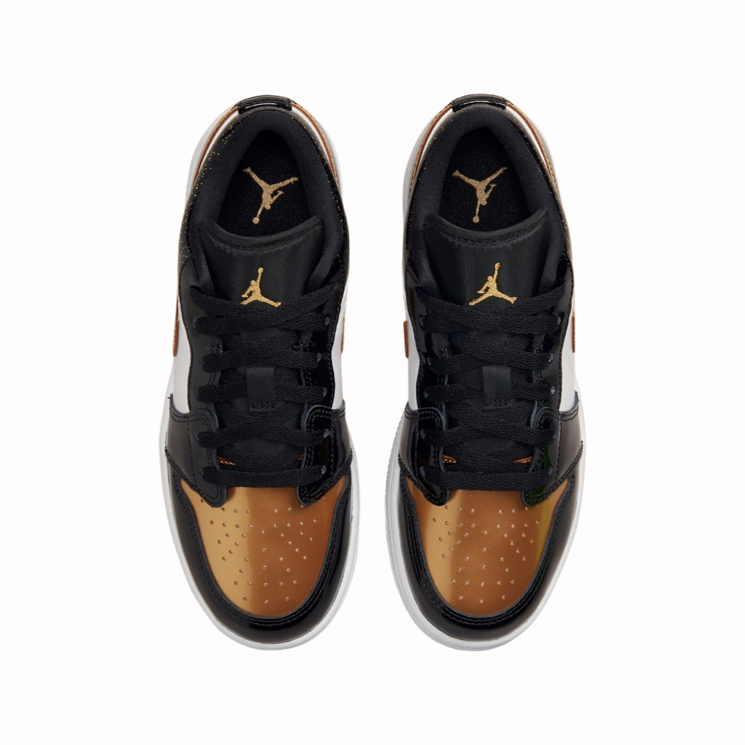 Air Jordan 1 Low GS Gold Toe Metallic Gold Black White Basketball Shoes