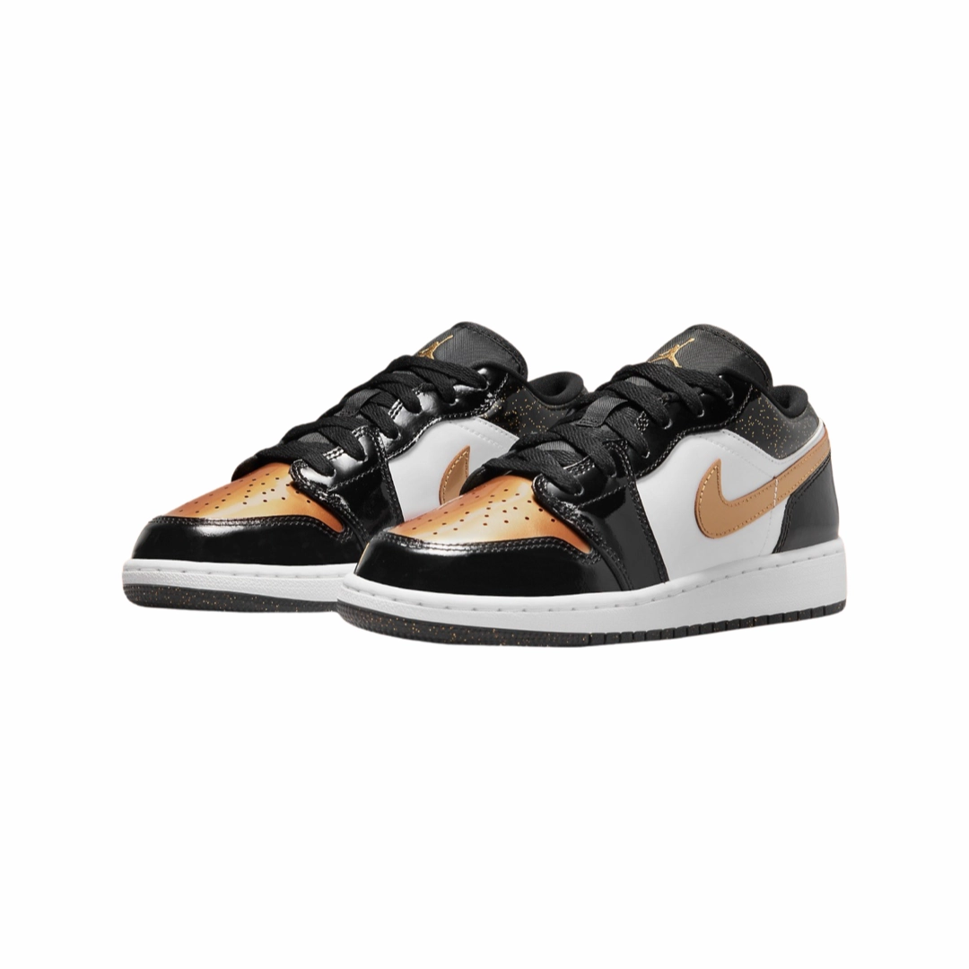 Air Jordan 1 Low GS Gold Toe Metallic Gold Black White Basketball Shoes