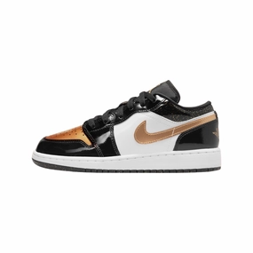 Air Jordan 1 Low GS Gold Toe Metallic Gold Black White Air Jordan basketball shoes with classic look