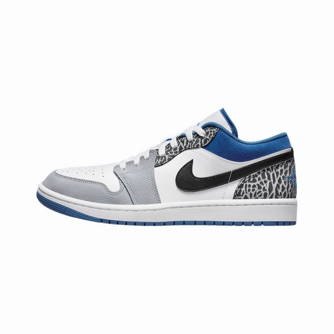 Air Jordan 1 Low GS SE White Dark Marina Blue Basketball Shoes