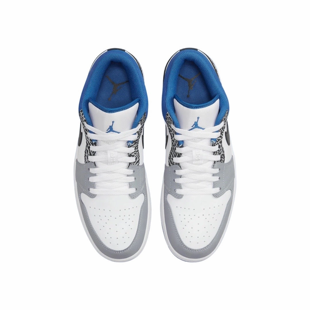 Air Jordan 1 Low GS SE White Dark Marina Blue Basketball Shoes
