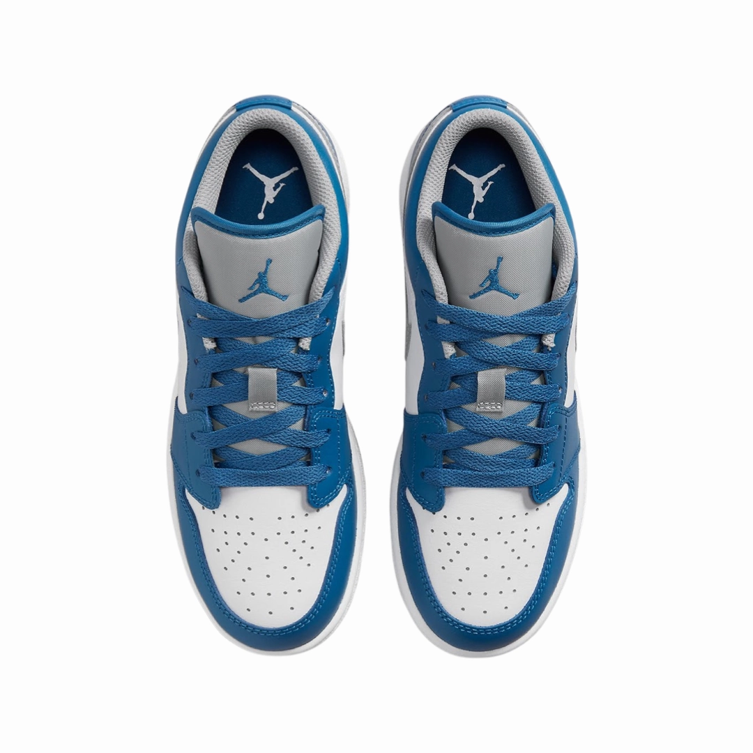 Air Jordan 1 Low GS True Blue Cement Grey White Basketball Shoes