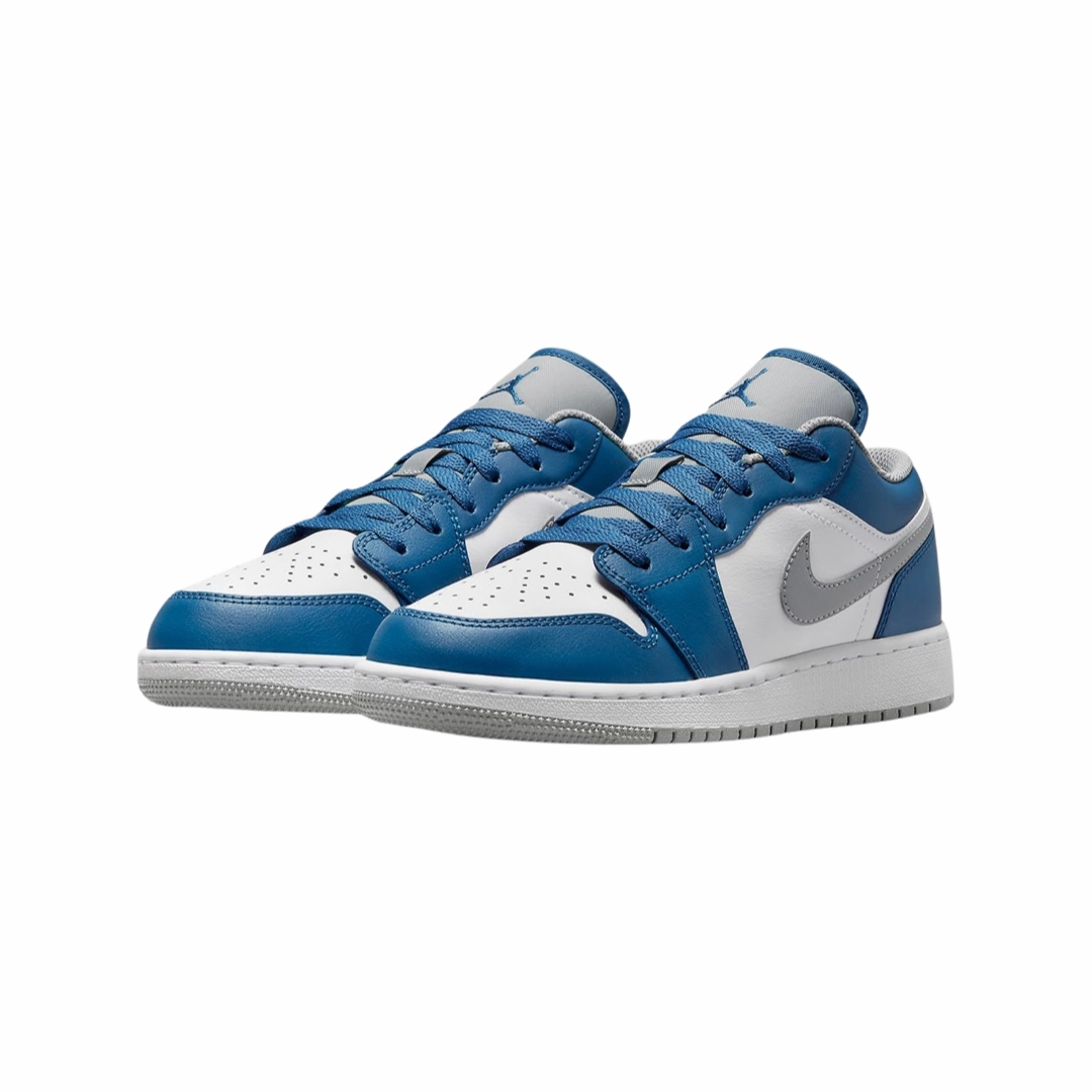 Air Jordan 1 Low GS True Blue Cement Grey White Basketball Shoes