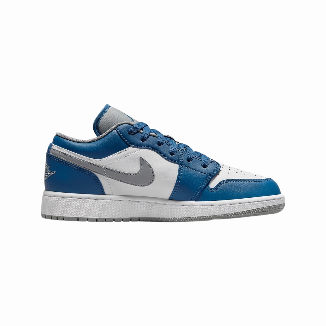 Air Jordan 1 Low GS True Blue Cement Grey White Basketball Shoes
