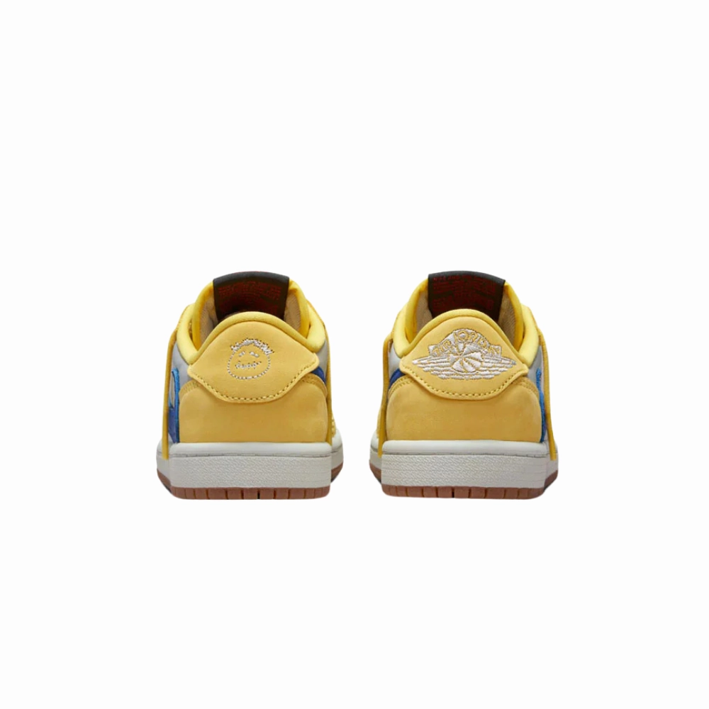 Air Jordan 1 Low OG (PS) Travis Scott Canary Racer Blue Light Silver Gum Medium Brown Basketball Shoes