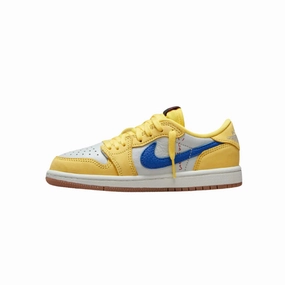 Air Jordan 1 Low OG (PS) Travis Scott Canary Racer Blue Light Silver Gum Medium Brown Air Jordan basketball shoes with classic look