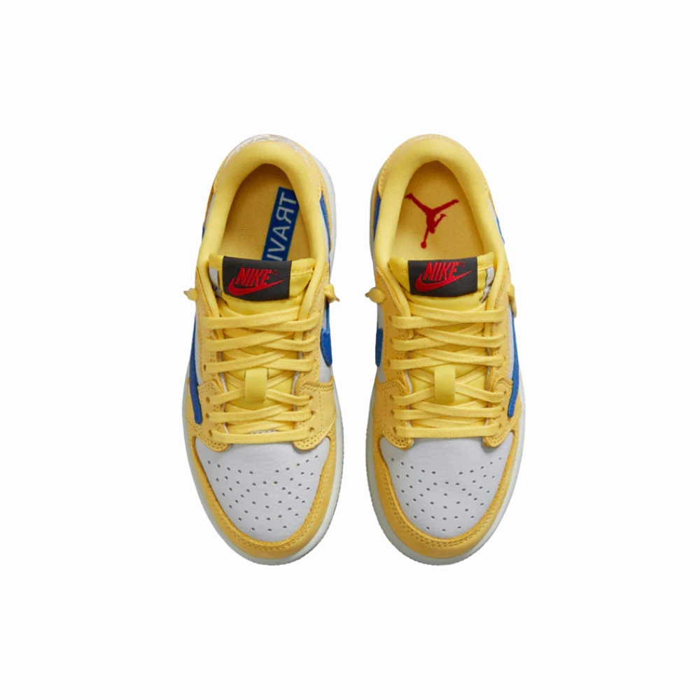 Air Jordan 1 Low OG (PS) Travis Scott Canary Racer Blue Light Silver Gum Medium Brown Basketball Shoes