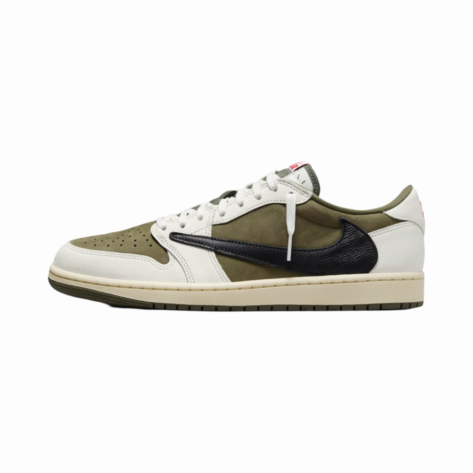 Air Jordan 1 Low OG x Travis Scott Medium Olive Black White Air Jordan basketball shoes with classic look