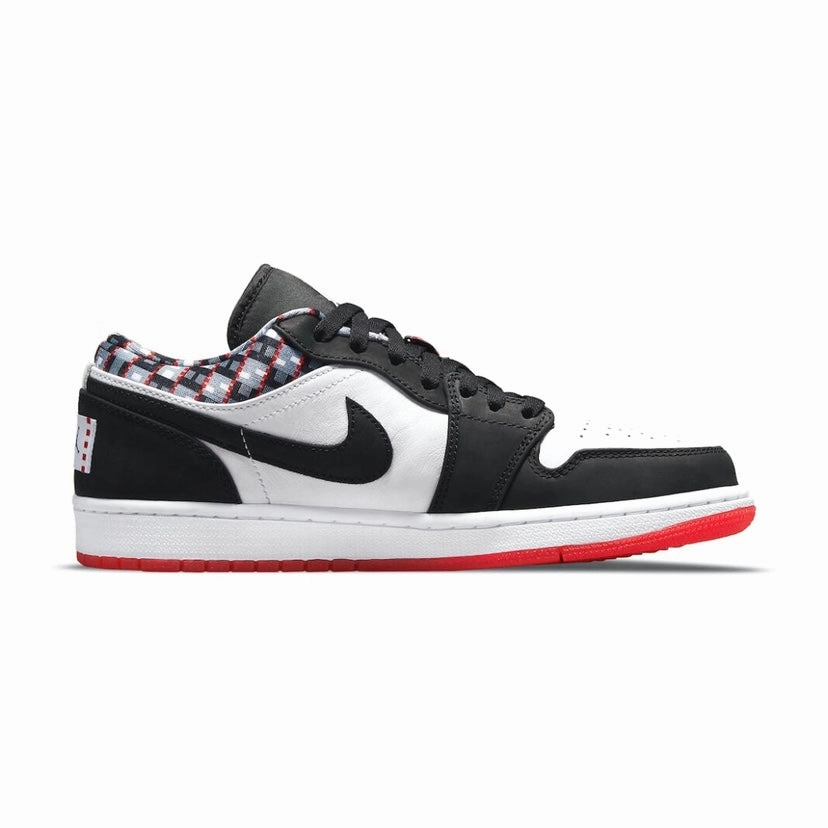 Air Jordan 1 Low Quai 54 White Black University Red Retro Sneakers