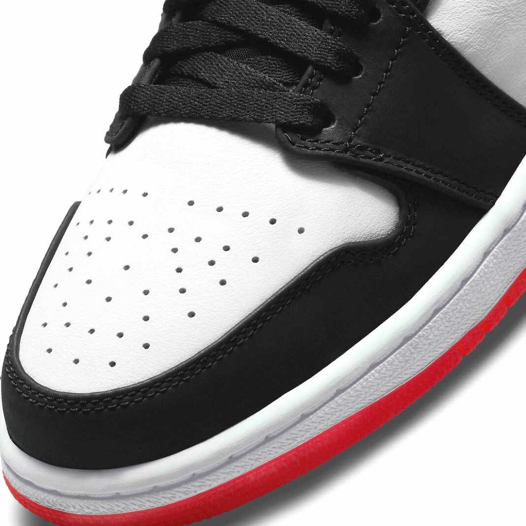 Air Jordan 1 Low Quai 54 White Black University Red Retro Sneakers