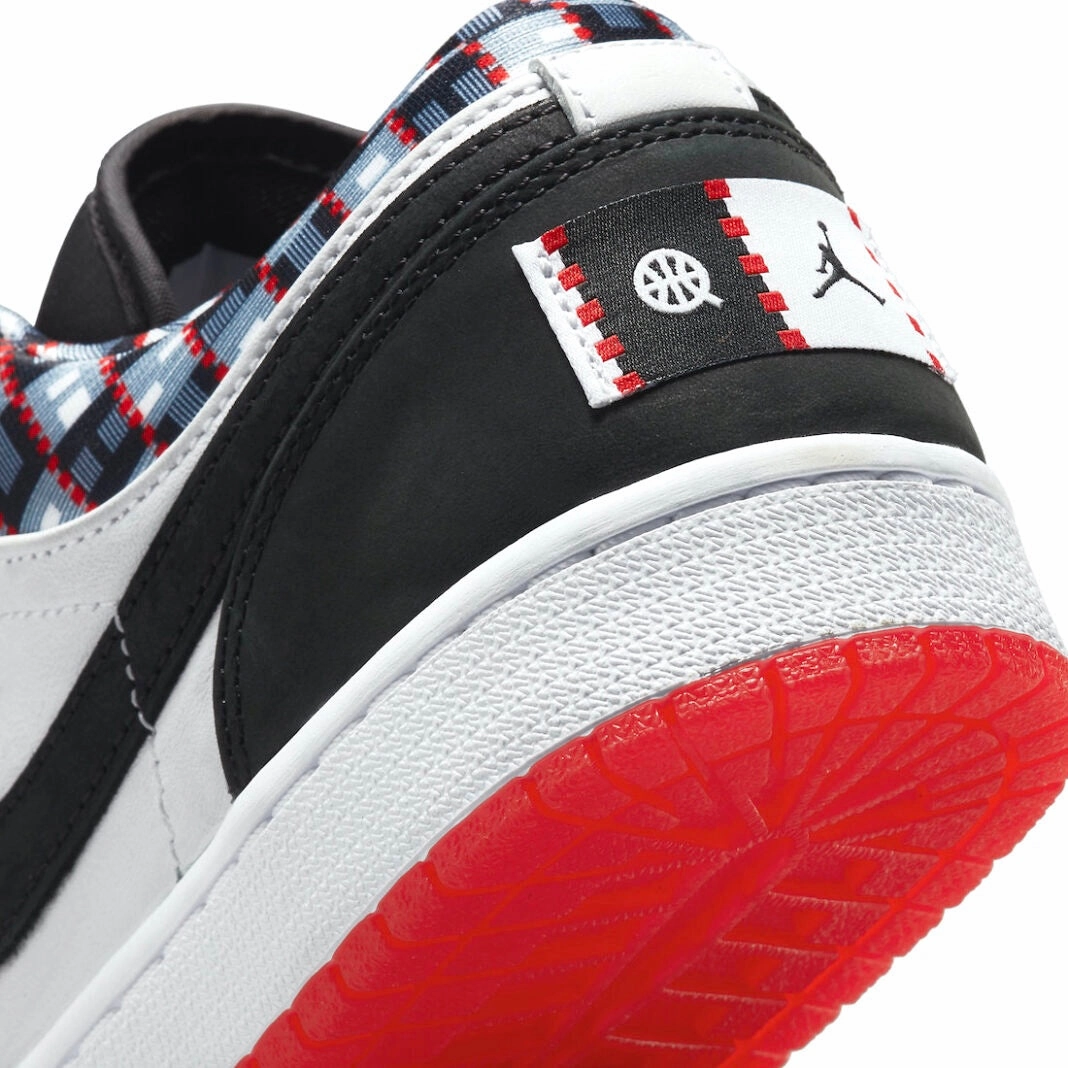 Air Jordan 1 Low Quai 54 White Black University Red Retro Sneakers