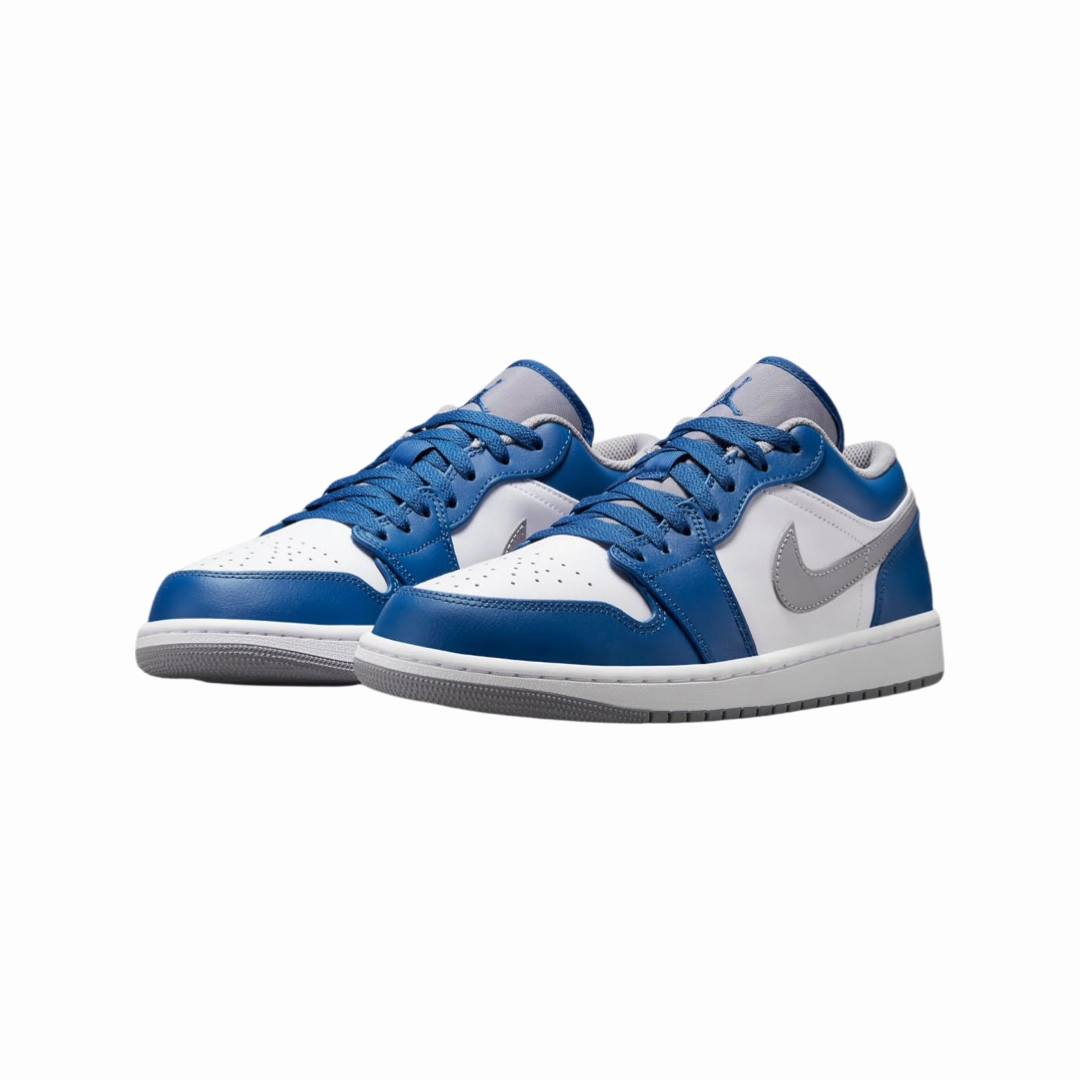Air Jordan 1 Low True Blue Cement Grey White Basketball Shoes