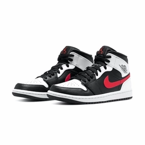 Air Jordan 1 Mid Black Chile Red White Air Jordan retro sneakers for street style