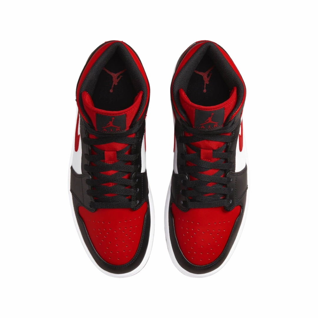 Air Jordan 1 Mid Black Fire Red White Basketball Shoes