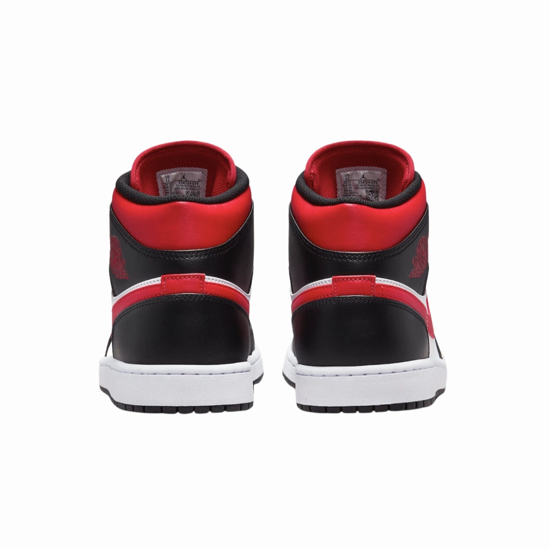 Air Jordan 1 Mid Black Fire Red White Basketball Shoes