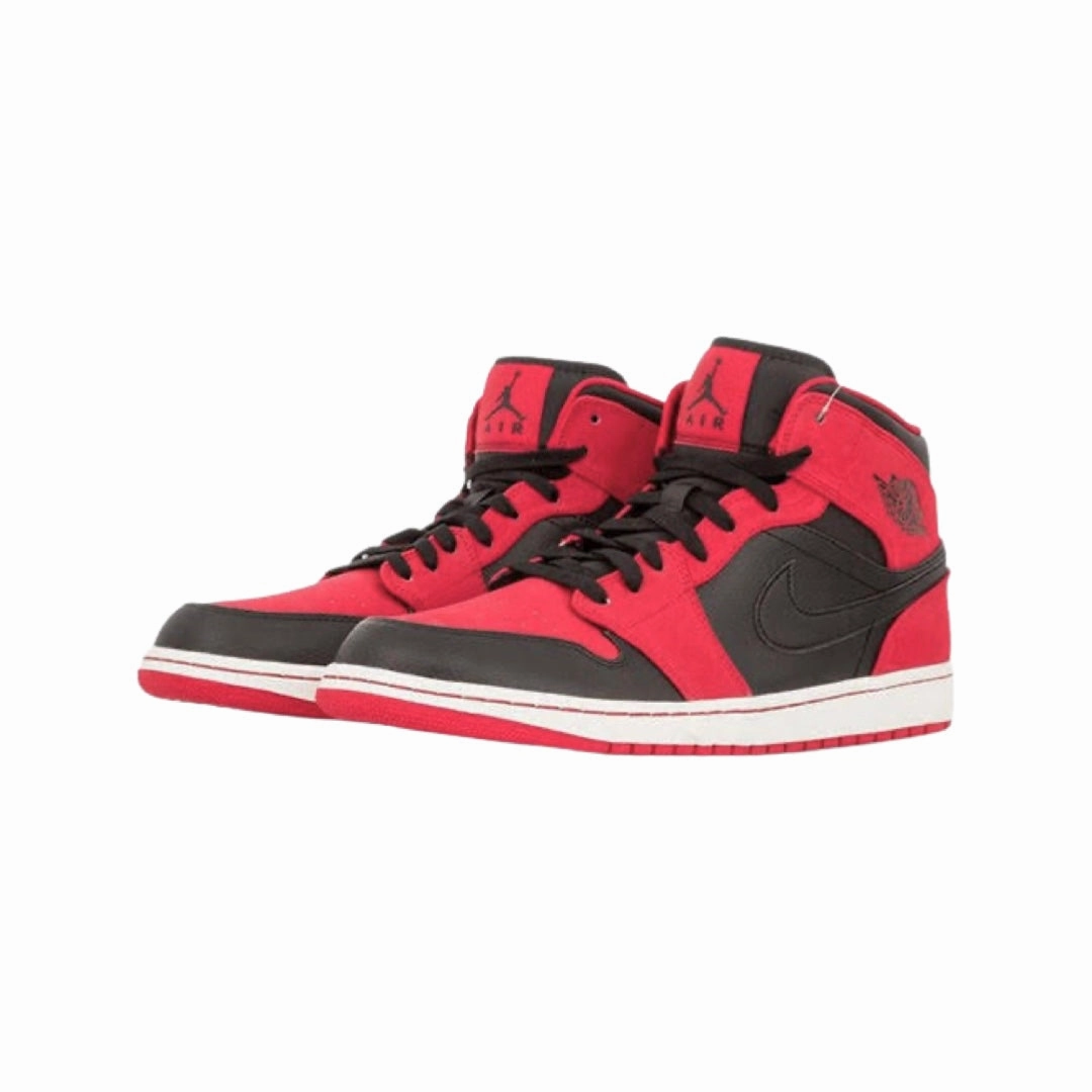 Air Jordan 1 Mid BRED 2013 Black Black Gym Red Basketball Shoes