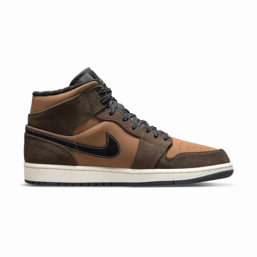 Air Jordan 1 Mid Dark Chocolate  Mocha Crimson Bliss Retro Sneakers