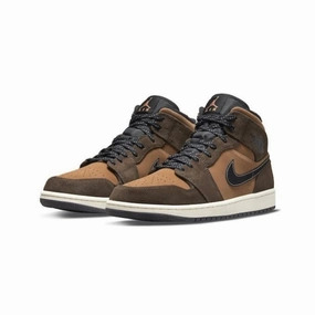 Air Jordan 1 Mid Dark Chocolate  Mocha Crimson Bliss Air Jordan retro sneakers for street style