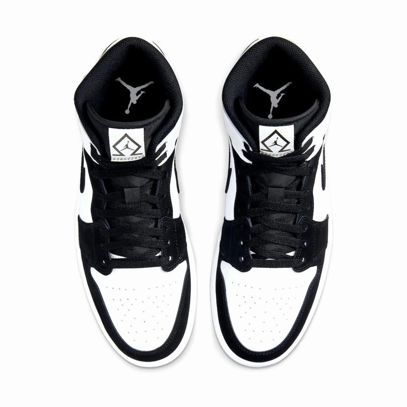 Air Jordan 1 Mid Diamond Black White Basketball Shoes