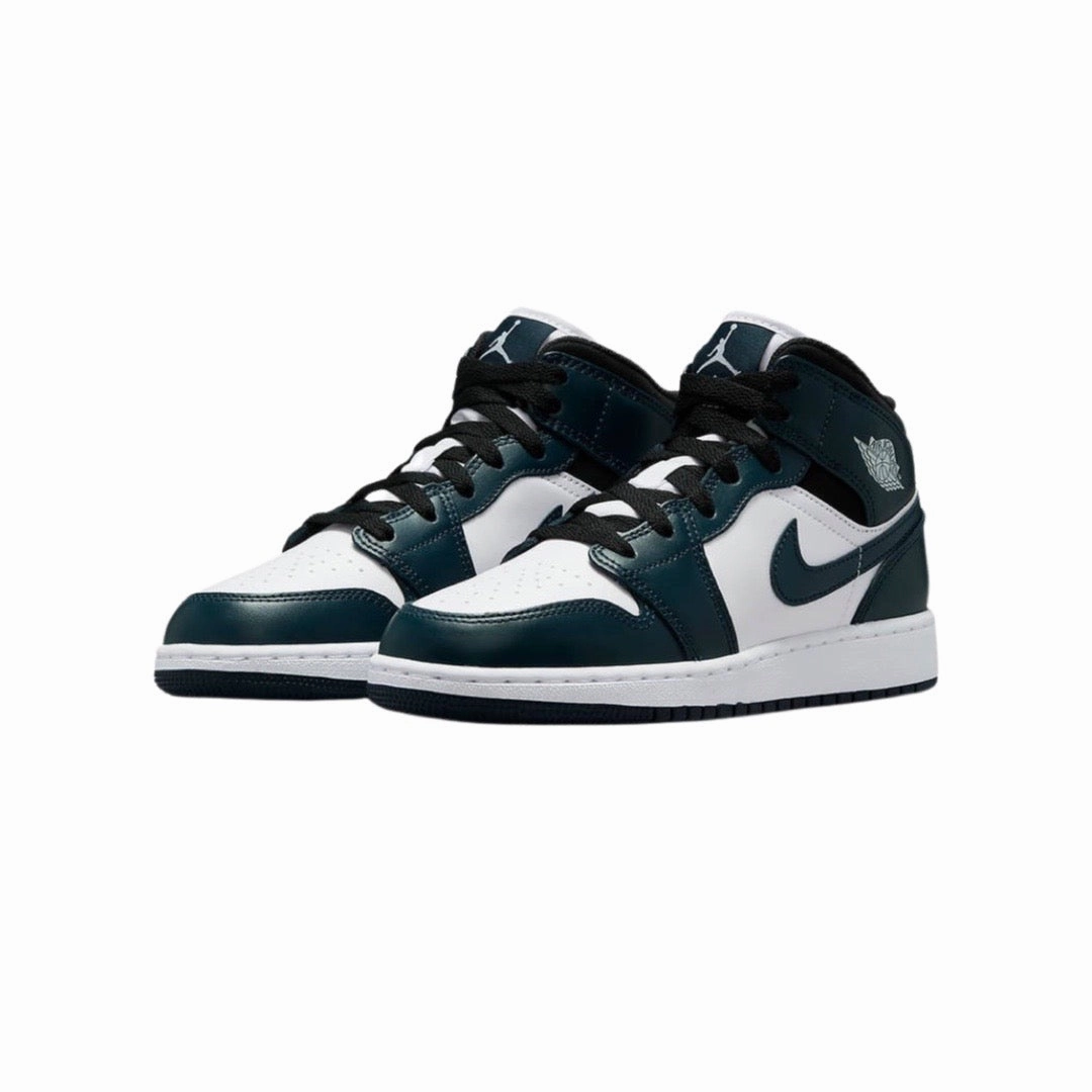 Air Jordan 1 Mid GS Armory Blue White Basketball Shoes