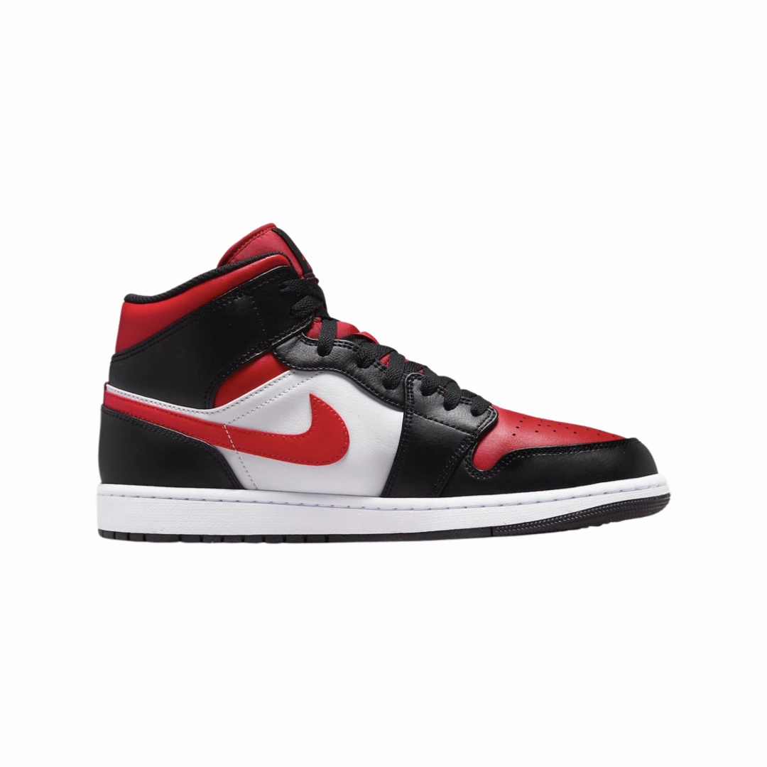 Air Jordan 1 Mid GS Black Fire Red Basketball Shoes